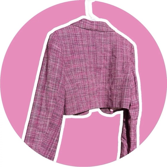 Jonathan Martin Blazer Pink Tweed Vintage Crop Legally Blonde Style Barbie Sz 12 - Picture 3 of 4